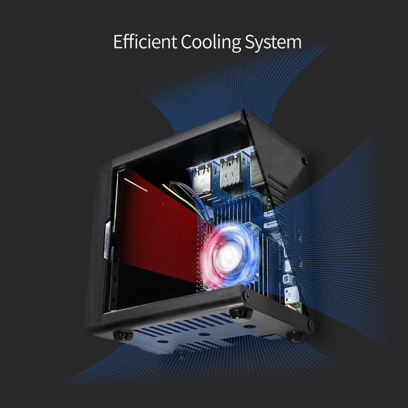 ElectroCookie Mini PC Case for Raspberry Pi 5 with M.2 NVMe SSD PCIe HAT and Active RGB Lighting Cooler (Black Case + M.2 HAT[X1001]) 2. Black Case + M.2 HAT (X1001)