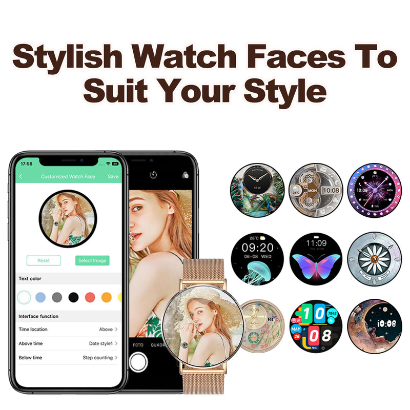 Ultra-Slim Smart Watches for Women(Call/2 Bands/All Metal),41mm, 1.32" AMOLED Ultra-Clear Screen Fitness Tracker with SpO2/Heart Rate/Sleep Tracking,Waterproof Smart Watch for iPhone/Samsung/Android Silver