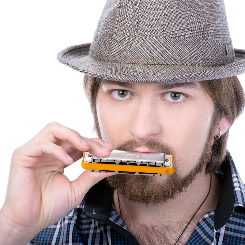 [AUSTRALIA] - Harmonica JDR Blues key of C 10 Holes 20 Tones Harps Armonica for Adults Kids Professional Beginners Mini Mouth Organ with Case Chicago 