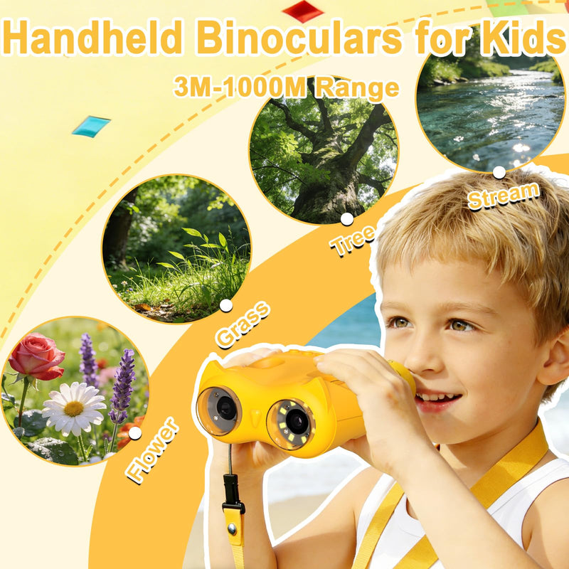 [AUSTRALIA] - 1000X Digital Microscope for Kids & Binoculars,Handheld Kids Microscope with 2.0" Screen,Rechargeable USB Portable Microscope,STEM Education Toys Christmas Birthday Gifts for Kids Boys Girls Ages 4-12 Yellow 