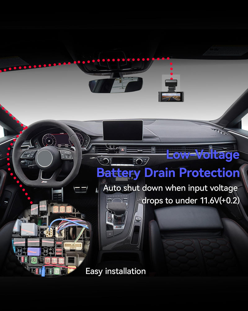 [AUSTRALIA] - REDTIGER F7N Dash Cam Hardwire Kit, 21.3ft USB C Port Hard Wire Kit for Dashcam,Converts 12V-24V to 5V/2.5A Low Voltage Protection 