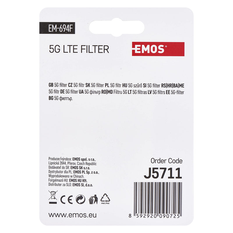[AUSTRALIA] - EMOS LTE/4G/5G blocking filter, passage range up to 694 MHz, DC pass, 1.6 x 4 cm, F-connector J5711 silver F connector 