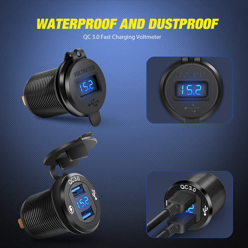 [AUSTRALIA] - Nilight 4 Gang Rocker Switch Panel with QC3.0 Dual USB Charger Voltmeter Waterproof and Night Glow Stickers 12V-24V DC for Cars Trucks Boats RV Blue 4+1 Gang Dual USB 