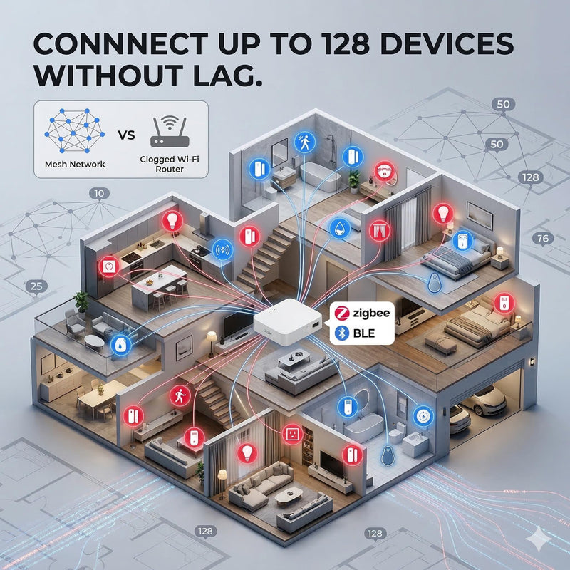 Smart Multi-Mode Gateway, Zigbee 3.0 & Bluetooth Mesh Hub, Tuya Smart Life App Control, Compatible with Alexa & Google Home, 2.4GHz Wireless Bridge (White)