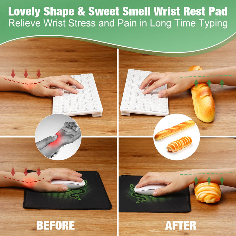 2 Pieces Keyboard Mouse Wrist Rest Pad Wrist Rest Support Funny Desk Wrist Pad Toast Bread Keyboard Rest Cute Wrist Cushion for Keyboard Typing (13.4 x 2.2 x 1.6/ 5.9 x 1.6 x 2.4 Inch, Mixed Style) 13.4 x 2.2 x 1.6/ 5.9 x 1.6 x 2.4 Inch