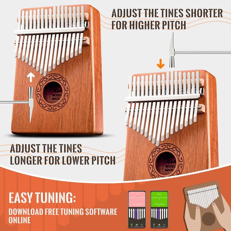 [AUSTRALIA] - CAHAYA Kalimba Thumb Piano Portable - 17Keys Finger Piano Marimbas with Carrying Bag, Tune Hammer Musical Instruments Gift for Kid Adult Beginners CY0338 