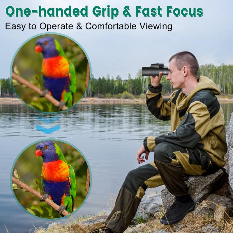 [AUSTRALIA] - 12x50 Monoculars for Adults High Powered, Monocular Compact with BAK4 Prism and FMC Lens, Clear Field of View, Monocular Telescope for Smartphone, Lightweight Monocular for Birdwatching Sports Travel 