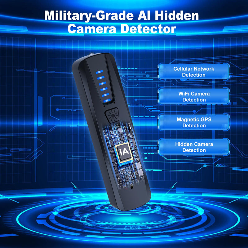[AUSTRALIA] - ZHENHAN Hidden Camera & Bug Detector – Portable Anti-Spy Device for GPS Trackers, Wireless Bugs | Travel, Home, Office Security (Black) Black 