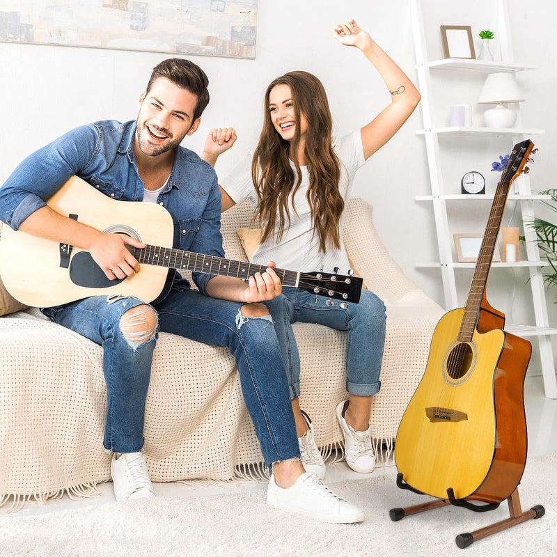 MUSO Guitar Stand,Acoustic Guitar Stand,Wood Classical Electric Guitar Stand,Foldable Bass Guitar Stand,Guitar Accessories also fit Bass,Violin,Ukulele(America Black Walnut) America Black Walnut
