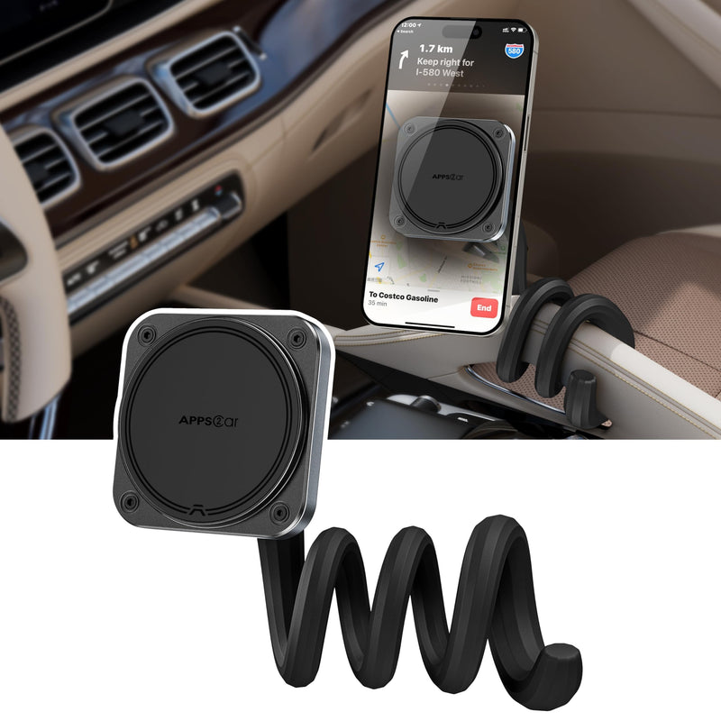APPS2Car Magnetic Car Truck Pickup Grab Handle Phone Mount for MagSafe | Compatible with iPhone 12-17 Fits A Pillar/Center Console Handle Bars for F150 Expedition Ram 1500 Jeep Wrangler JL Silverado