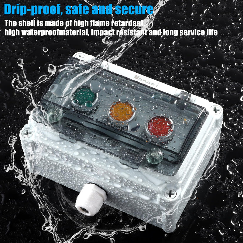 [AUSTRALIA] - Push Button Switch IP67 Outdoor Waterproof Button Switch Box Green/Yellow/Red Instantaneous Button Switch with Protective Cover Anti-Misoperation Switch 