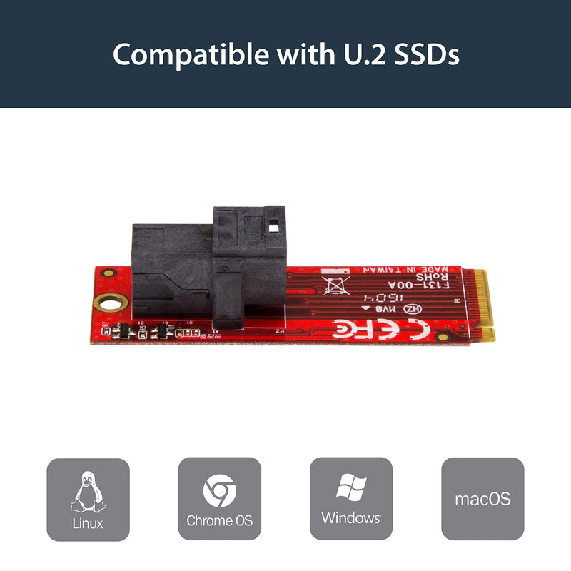 StarTech.com U.2 to M.2 Adapter - for 1 x U.2 PCIe NVMe SSD - M.2 PCIe x4 Host Interface - U.2 SSD - M.2 PCIe Adapter - U.2 Drive (M2E4SFF8643)