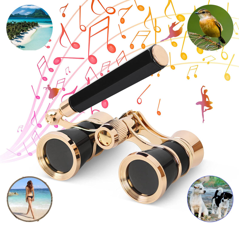 [AUSTRALIA] - Yourelexit® Opera Glasses Binoculars 3X25 Lorgnette Theater Optical BK9 Glasses Mini Compact Lightweight Built-in Foldable Adjustable Handle Vintage for Adults Kids Women in Musical Concert Cinema 