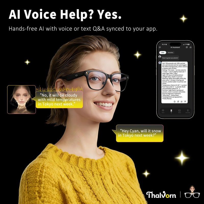 AI Smart Glasses, 2026 Cutting-Edge AI HD Camera Glasses | AI Voice Assistant, Object Recognition,100+ Languages Real-time Translation, Support Video Photo Music Calling, Wearable Tech