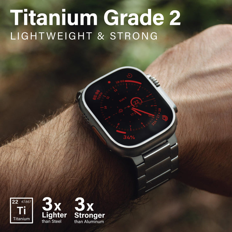 KORDIZ Titanium Watch Band T01 Max - Fits Apple Watch ULTRA 3 & ULTRA 2/1 (49mm) - Adjustable Titanium Apple Watch Band with Secure Clasp - Premium Color Matching Band (T01 Max | ULTRA Silver) T01 Max | Natural Titanium
