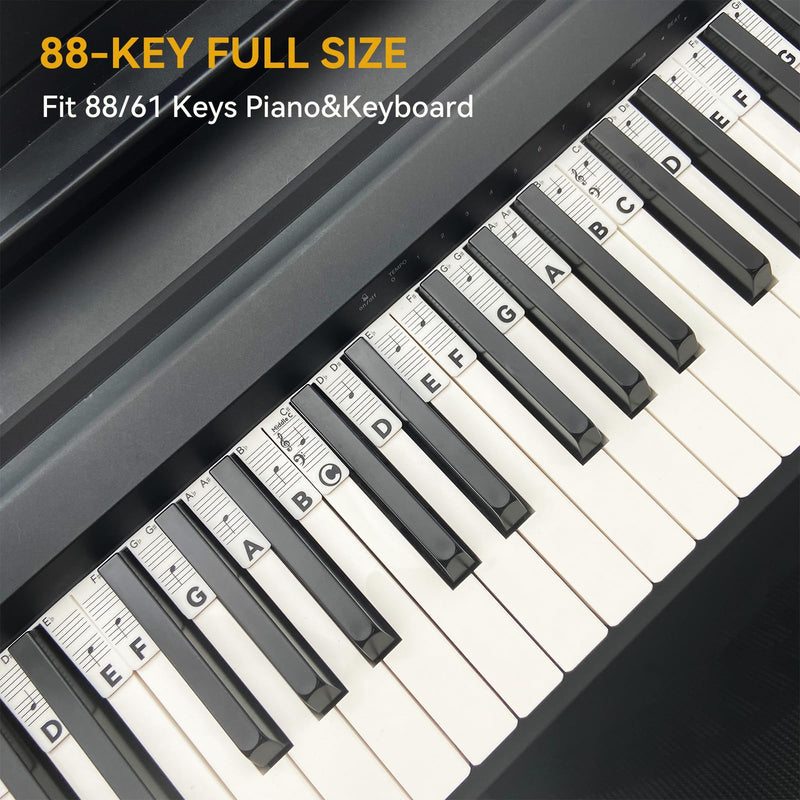 Piano Note Strips Pro, Thickened Anti-Stuck, Fit 88/61 Key Piano Keyboard, Design for Beginner Learning (Classic Black Pro) Classic Black Pro