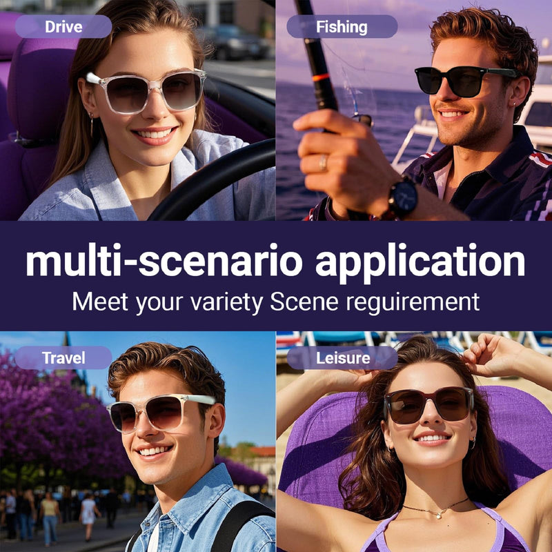 Smart AI Bluetooth Sunglasses for Women Men Translation Translator Translate Translating Headphones Audio Glasses with 150 Language & Accents UV Protection Bluetooth 5.4 Eyeglasses with Speakers Coffee