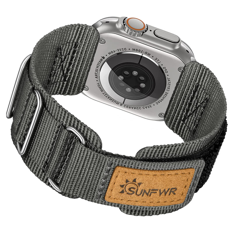 Bundle of the Rugged Nylon Velcro Apple Watch Band (Gray+Black)