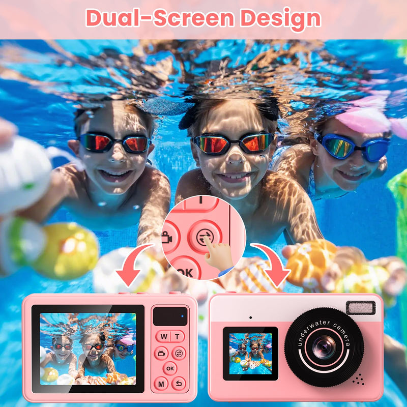 4K Waterproof Camera,10FT Underwater Digital Camera,48MP Floating Camera | for Snorkeling,Surfing,Swimming and Kayaking,Dual-Screen Selfie,Autofocus,18X Zoom,Fill Light,32GB Card,Type-C Rechargeable