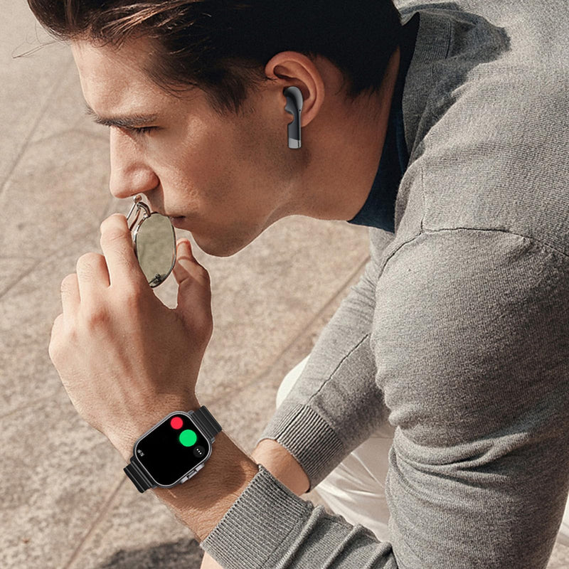 Smart Watch with Earbuds, 2.01 HD Smartwatch Health and Fitness Tracker for Men Women Answer Make Calls Fitness Watch foriOS forAndroid