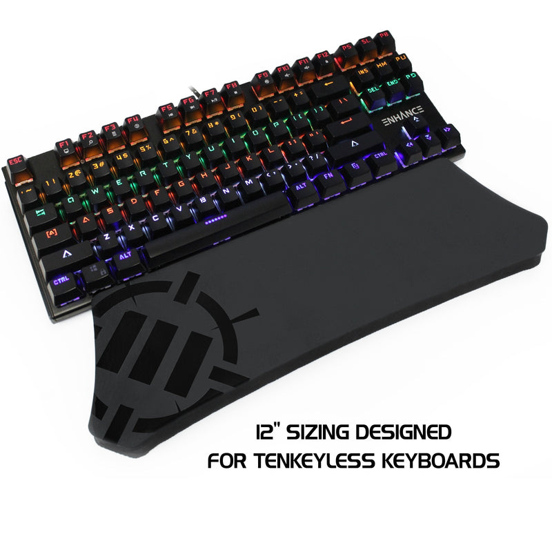 ENHANCE Tenkeyless Keyboard Wrist Rest - Firm TKL Gaming Wrist Pad for Compact Mechanical Keyboards with Ergonomic Support, Non-Slip Rubber Base, Anti-Fray Solid Design - Great for Gaming or Office Compact Size Keyboard