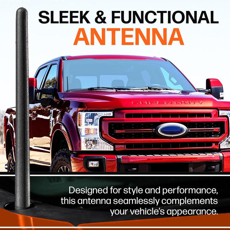 AntennaMastsRus Short Antenna Replacement for Ford F-250 (2017-2026) USA Stainless Steel Threading, Car Wash Proof, Enhanced Reception 6 3/4 Inch Rubber Truck Antenna with Internal Copper Coil