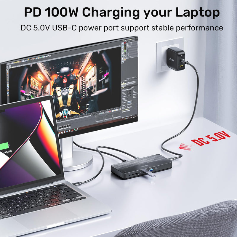 [AUSTRALIA] - USB C KVM Switch HDMI 4K@60Hz Unitek Switches Selector 2 Computers Sharing HD Monitor,Mouse, Keyboard,Printer, Scanner, One Button Switch Adapter with 2 Pack USB C Cables, Thunderbolt 3 Compatible All-in-One KVM 