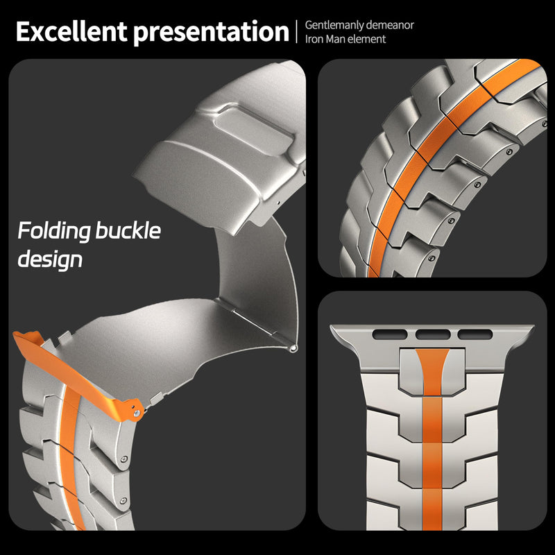 Titanium Band Compatible with Apple Watch Ultra ＆ Ultra2 49mm 46mm 45mm 44mm, Durable Lightweight Titanium Metal Strap, for iWatch Series 10 9 8 7 6 5 4 3 2 1 SE Men Women Bands 49mm/46mm/45mm/44mm/42mm(Series 3) Titanium Orange