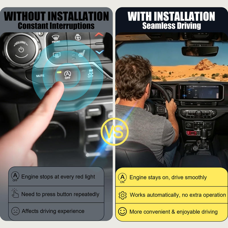 Auto Start Stop Eliminator for Jeep Plug Play Autostop Disabler Not Fit 4XE | Wrangler JL JLU 2018-2026 & Gladiator JT 2020-2026, Auto Start-Stop A-Off Harness Accessories