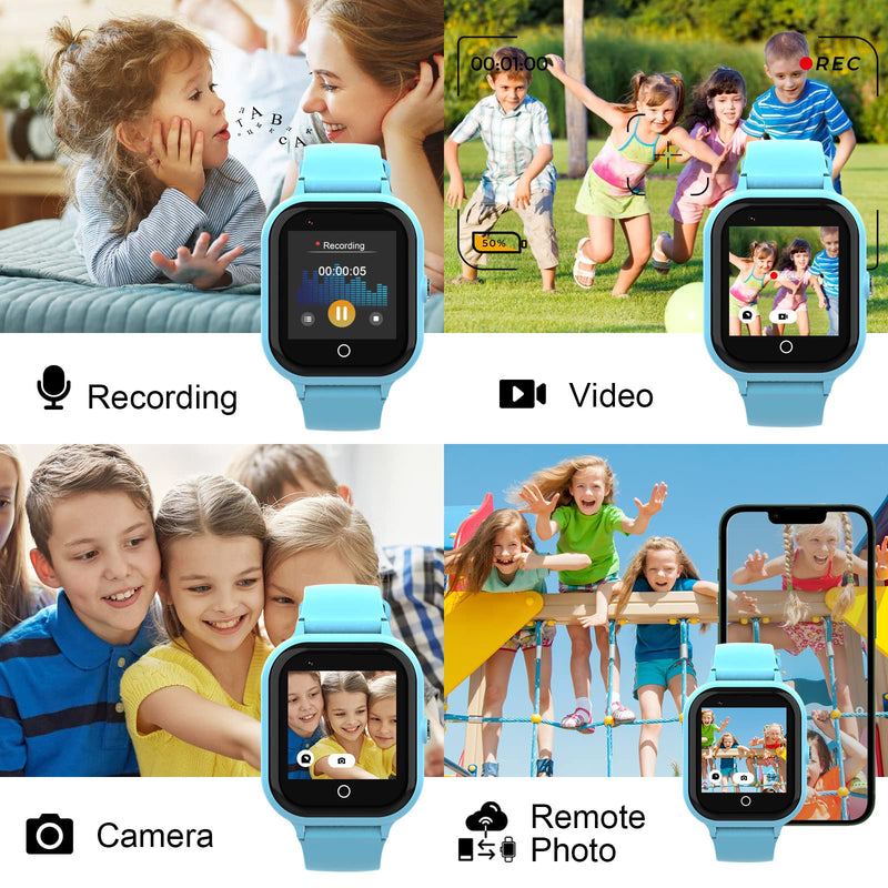 wonlex Kids Smart Watch with GPS Tracker and Calling, 4G Smartwatches Girls Boys with SIM Card SOS Camera Voice Video Call School Mode for Kids Children Aged 4-12 Birthday Gifts (Blue)