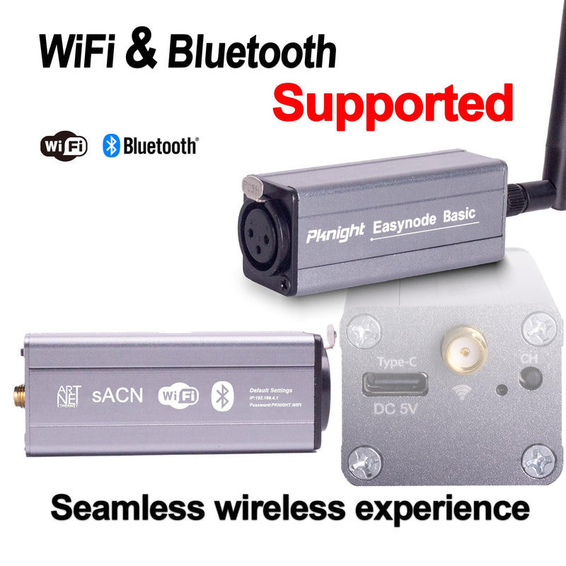 Pknight 2.4G Wireless DMX Controller,Compact Transceiver with Wi-Fi/Bluetooth Connectivity, Supports Artnet & sACN,Easynode Basic (Easynode Basic) Easynode Basic