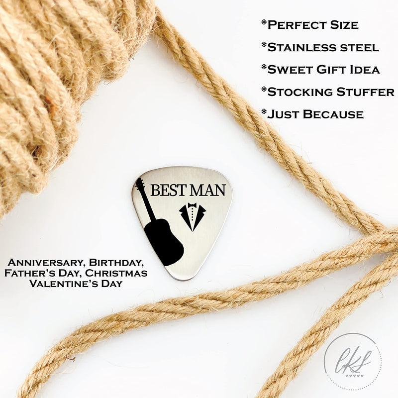 Best Man Guitar Pick Wedding Party Gift Idea Family Friend Best Man Gift Christmas Birthday Gift Idea Best Man Guitar Pick FBA-WEDDING-PICK (Best Man)