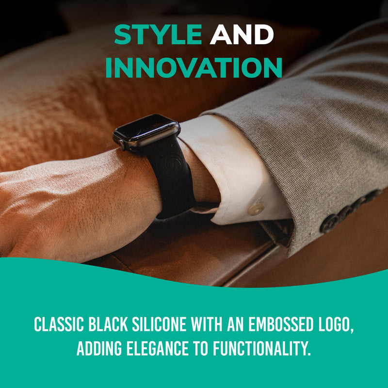 Contact Smart Silicone Apple Watch Band, Instant Sharing, Ultra Black | Digital Business Card, Compatible with most Android and iOS smartphones with dynamic profile updates 42-45mm