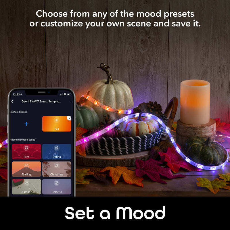[AUSTRALIA] - Geeni Prisma Symphony Smart LED Strip Lights, RGBIC Neon Color Changing WiFi Lights with App Remote Control and Music Sync, Compatible with Alexa and Google Home, 16.4 ft 