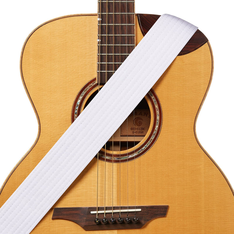 Amumu Premium Thick Cotton Guitar Strap - Ideal for Acoustic, Electric, and Bass Guitars White