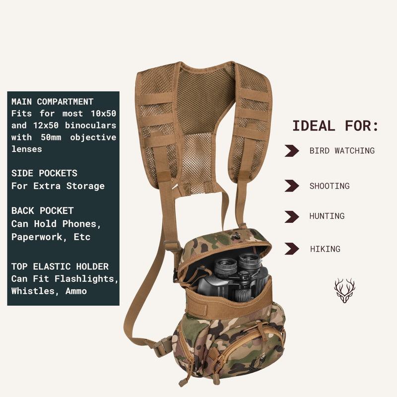 Boundless Performance Binocular Harness Chest Pack - Our Bino harness case is great for hunting, hiking, and shooting Multi