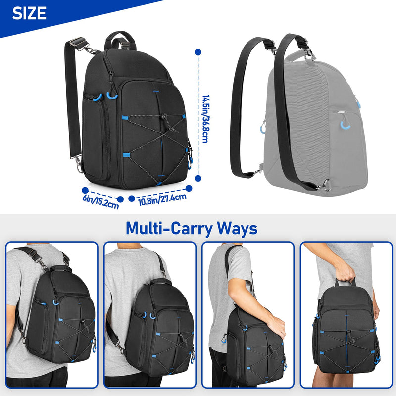 PGmoon Carrying Case Compatible with Oculus Meta Quest 2/Quest 3/Quest 3S | Travel Storage Bag Backpack with Separate Room for Touch Controllers and Multi-Pockets (Patent Design) black