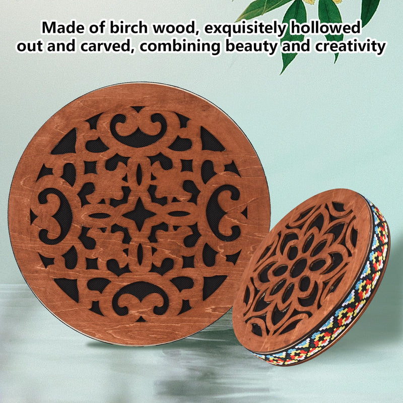 8-inch/12-inch Ocean Drum Ethnic Percussion Instrument Onomatopoeic Music Portable Hand Drum Instrument Sound Therapy Relaxing Water Sound Birch Wooden Drum for Performance Accompaniment