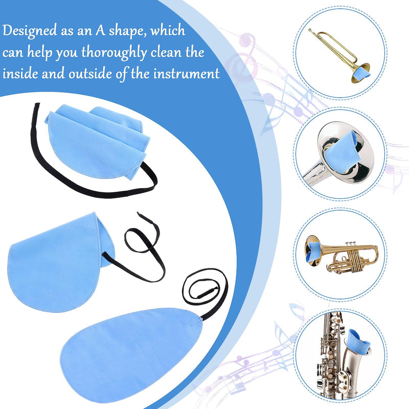 Prasacco 3 Pcs Clarinet Swab Cloth Clarinet Cleaning Cloth for Inside Tube Clarinet Cleaning Kit Clarinet Accessories Cleaning Swab Suitable for Clarinet Piccolo Flute Saxophone (Blue)