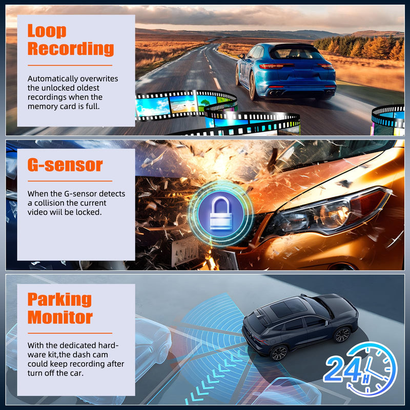 [AUSTRALIA] - Mirror Dash Cam for Cars,4.5 Inch Rear View Mirror 1080P Front and Rear View Dual Cameras,Super Night Vision,Parking Assistance,24H Parking Monitor,Waterproof Backup Camera 4.5 Inch 1080P 