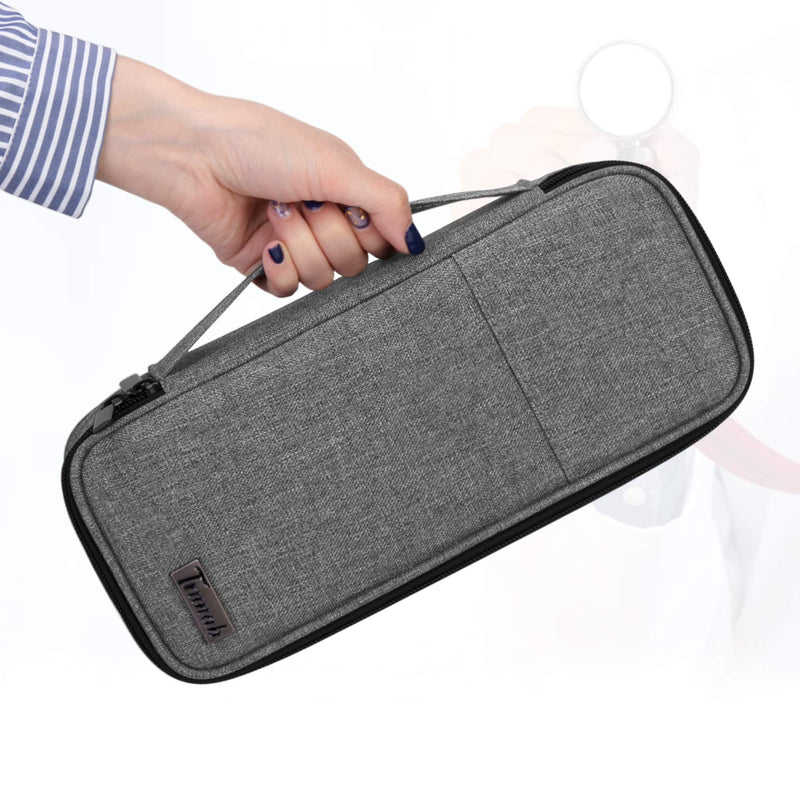 Trunab Stethoscope Pencil Case Grey with Inner Pocket Empty Stethoscope Case Compatible with 3M Littmann/MDF/ADC and Other Accessories gray