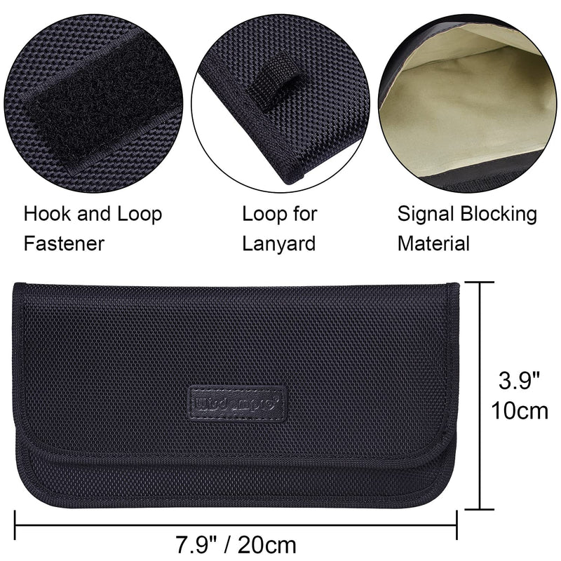 Faraday Bag, RFID Signal Blocking Bag Shielding Cage Pouch Wallet Case for Cell Phone Privacy Protection and Car Key FOB, Anti-Tracking, Anti-Spying Case Blocker - Black Black (7.5 x 3.5) 7.5 x 3.5 inches