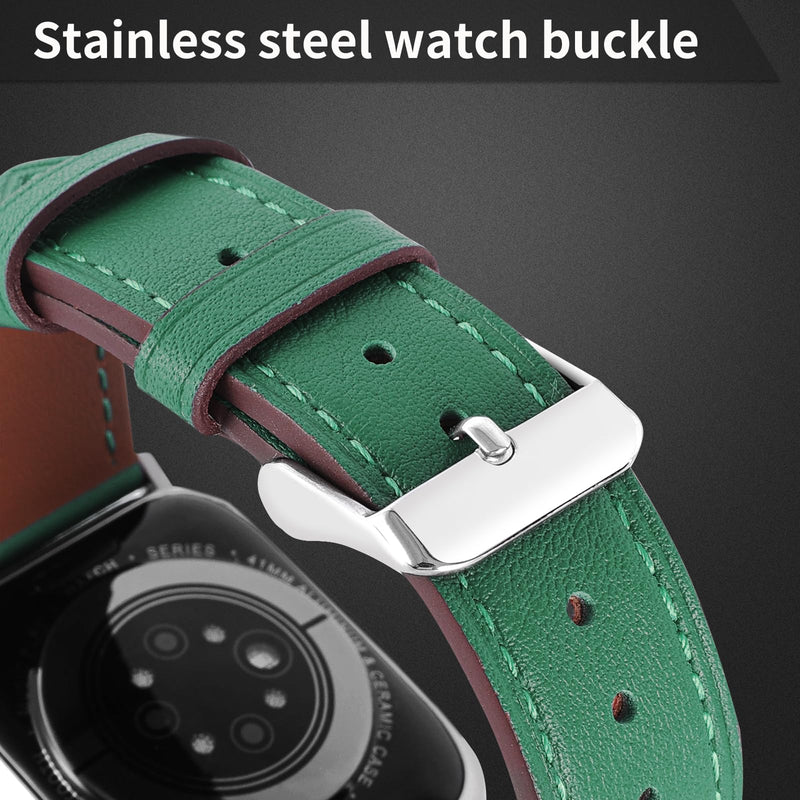 Premium Italy Leather Bands Compatible with Apple Watch Band 40/38/41/42/44/45/46/49mm, Soft Leather Watch Replacement Band for Watch Series Ultra SE 10 9 8 7 6 5 4 3 2 1 for Women Men(Pack of 2)