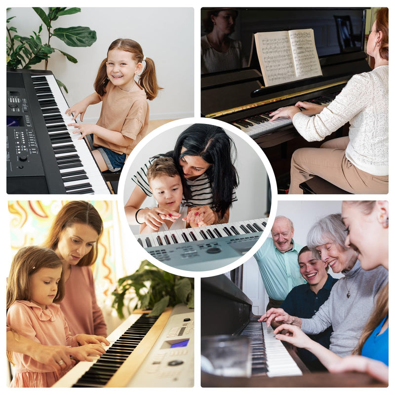 Piano Keyboard Stickers 61 Key, Piano Key Stickers, Electric Digital Piano Notes Labels for Beginner, Made of Reusable Silicone Comes with Keyboard Dust Cover Cloth and Box Black