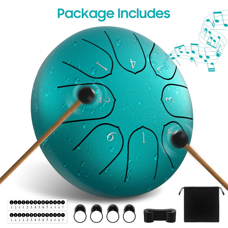 Steel Tongue Drum – 6 Inch 8 Notes Rain Drum for Outside Garden, Musical Percussion Instrument with Mallets, Music Book & Soft Carry Pouch, Panda Drum Gift for Kids & Adults