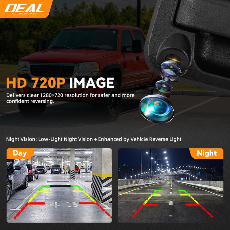 DEAL AUTO ELECTRIC PARTS Tailgate Handle Backup Camera w/Power Cable | Compatible with Ford 04-14 F150 08-16 F250/F350/F450/F550 Super duty 07-10 Explorer Sport Trac 06-14 Mark LT Rear View Camera