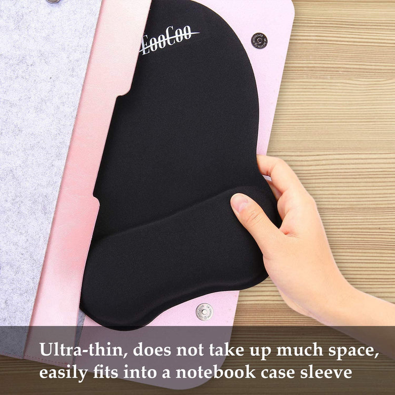 EooCoo Ergonomic Mouse Pad with Wrist Support, Non-Slip Base Mouse Mat for Internet Cafe, Home & Office Memory Foam Black