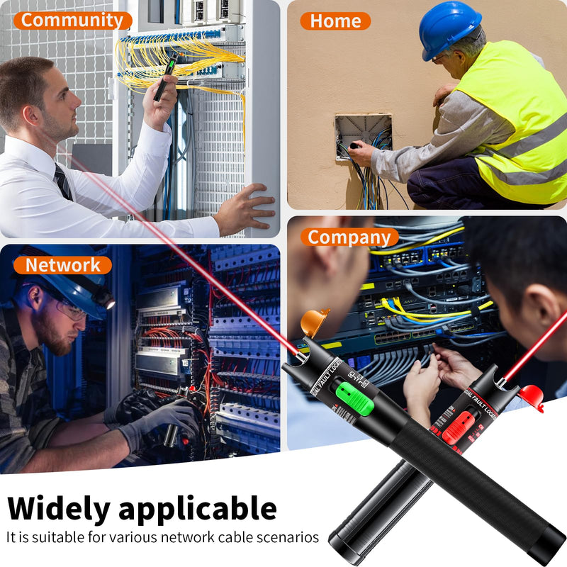Visual Fault Locator 30KM - Rechargeable VFL Fiber Optic Tester Kit Include Single Mode 9/125um FC Male to LC Female Adapter, Fiber Optic Lights for Network Cable 30km-Rechargeable