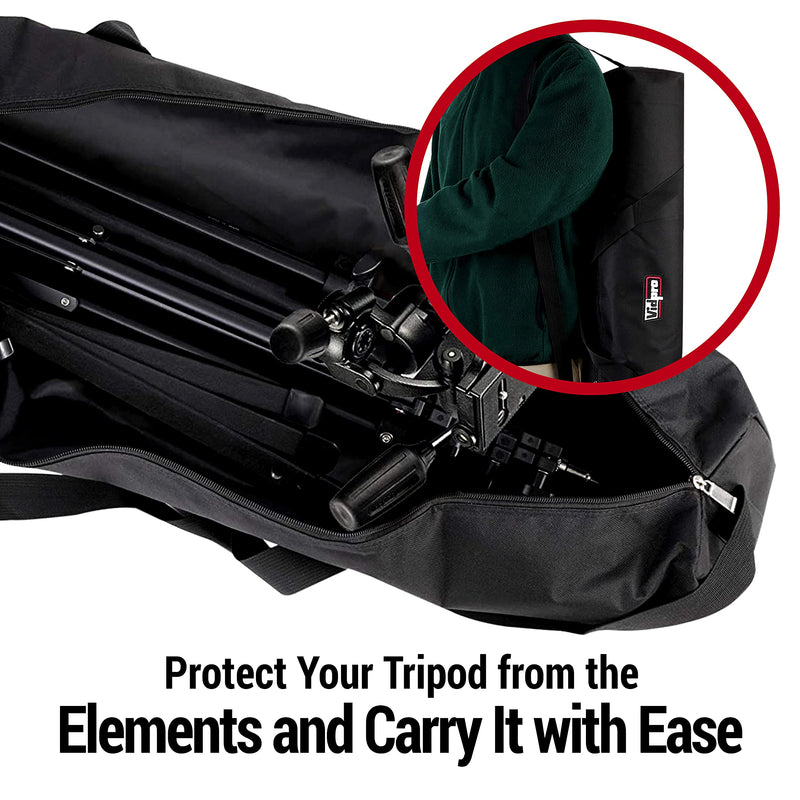 Vidpro TC-45 Tripod Carrying Case - Heavy Duty Nylon Bag with Shoulder Straps and Handles - Compact Case with Full Length Zippered Closure Plus External Pocket Fits Tripod with Head up to 45 Inches 45" Long