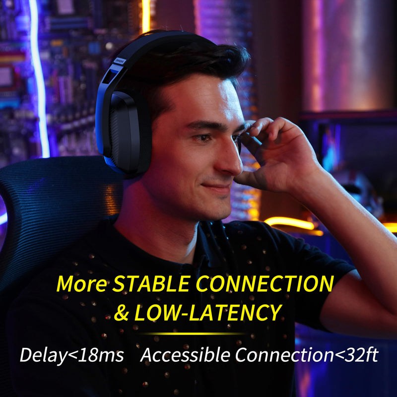 BINNUNE 2.4GHz Wireless Gaming Headset with Mic for PS5, PS4, PC, Mac, Playstation 4 5, Bluetooth Gaming Headset with Flip Microphone, Gaming Headphones for Laptop Computer, Black